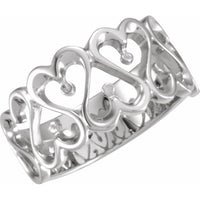 14K White 10 mm Heart Design Band Size 11 1