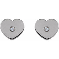 Sterling Silver .01 CTW Diamond Solitaire Heart Youth Earrings 2