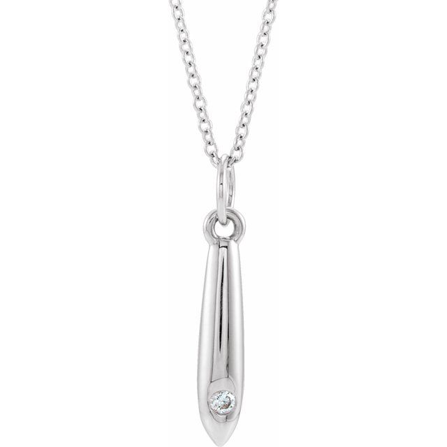 Sterling Silver .03 CTW Diamond Geometric 16-18" Necklace 1