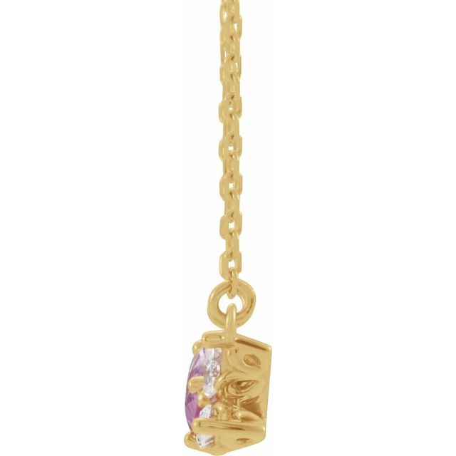 14K Yellow Pink Sapphire & 1/6 CTW Diamond 18" Necklace 2