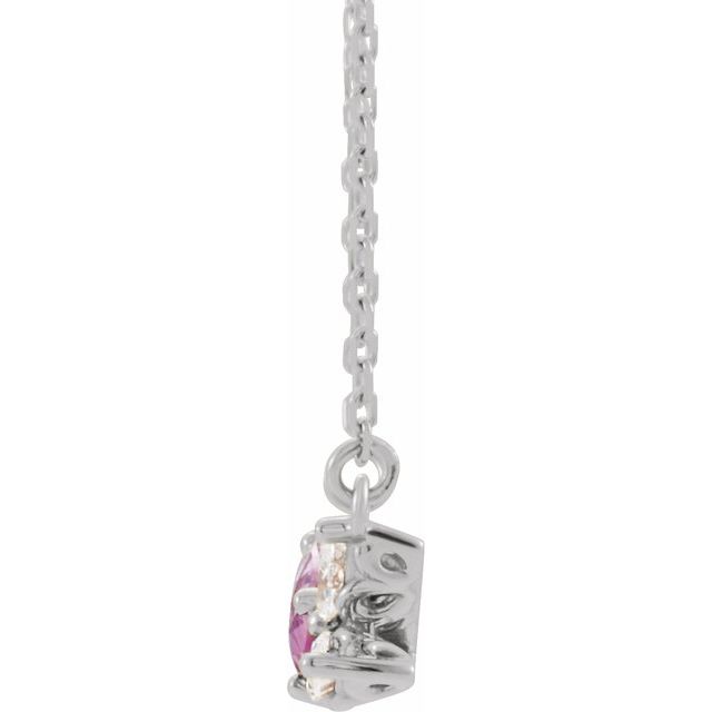 14K White Pink Sapphire & 1/6 CTW Diamond 18" Necklace 2