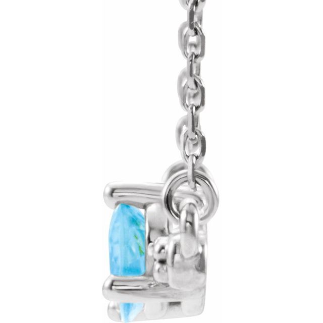 14K White Aquamarine & 1/10 CTW Diamond 16" Necklace 2
