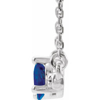 14K White Lab-Created Blue Sapphire & 1/10 CTW Diamond Bar 16" Necklace