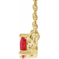 14K Yellow Lab-Created Ruby & 1/10 CTW Diamond Bar 16" Necklace