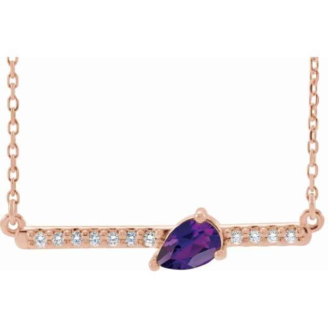 14K Rose Amethyst & 1/10 CTW Diamond 18" Necklace 1