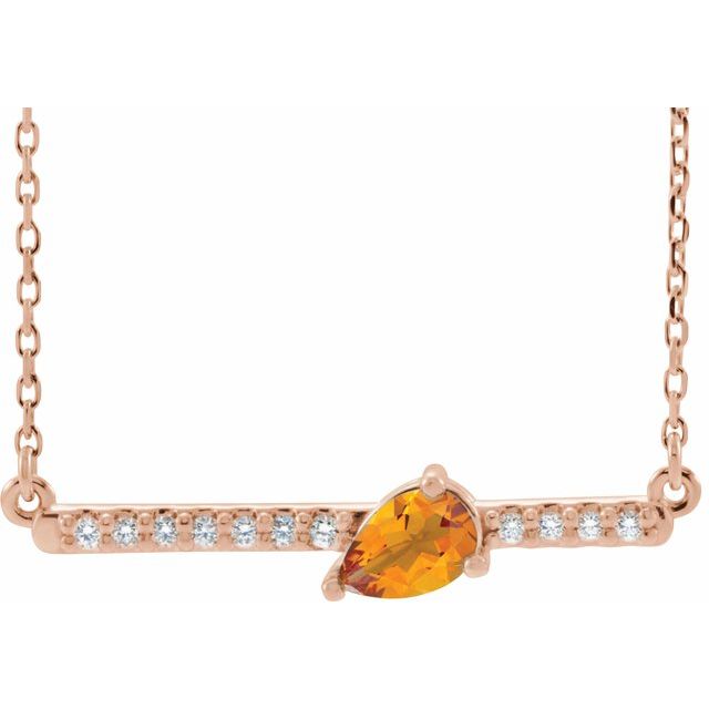 14K Rose Citrine & 1/10 CTW Diamond 18" Necklace 1