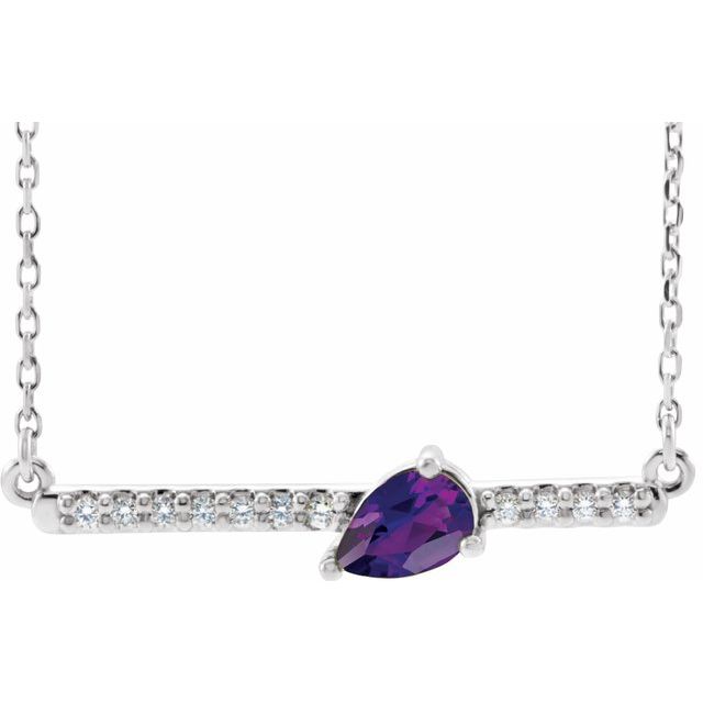 14K White Amethyst & 1/10 CTW Diamond 16" Necklace 1