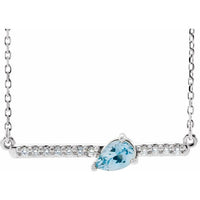 14K White Aquamarine & 1/10 CTW Diamond 16" Necklace 1