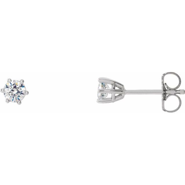14K White 3 mm I2 1/5 CTW Diamond 6-Prong Wire Basket Earrings 1
