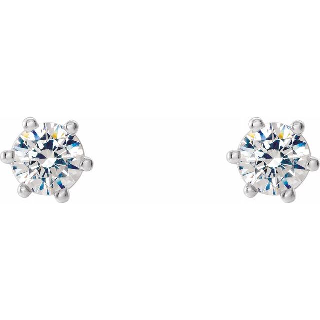 14K White 3 mm SI2-SI3 1/5 CTW Diamond 6-Prong Wire Basket Earrings 2