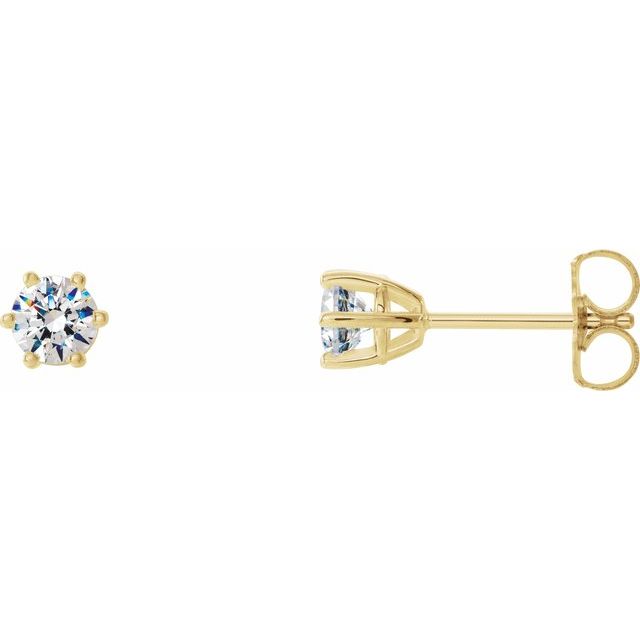 14K Yellow 5 mm SI2-SI3 1 CTW Diamond 6-Prong Wire Basket Earrings 1