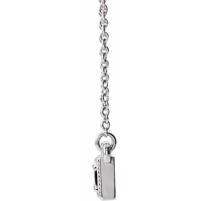 14K White Amethyst Three-Stone Granulated Bar 16-18" Necklace 2
