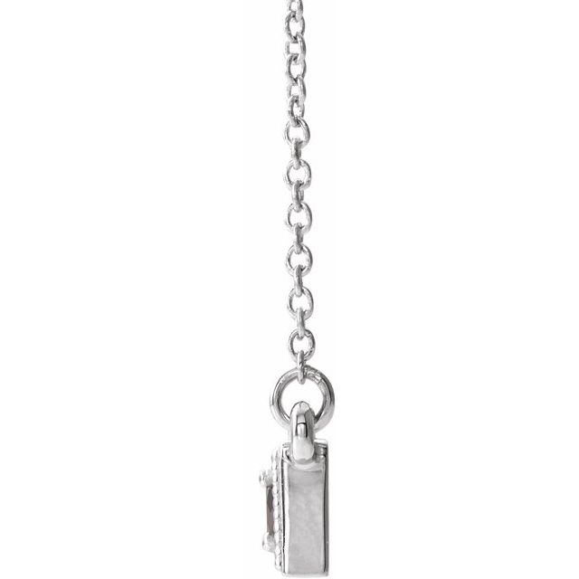 14K White Mozambique Garnet Three-Stone Granulated Bar 16-18" Necklace 2