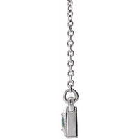 14K White Blue Zircon Three-Stone Granulated Bar 16-18" Necklace 2