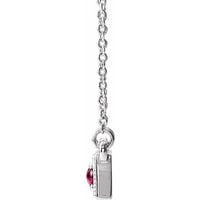 14K White Pink Tourmaline Three-Stone Granulated Bar 16-18" Necklace 2