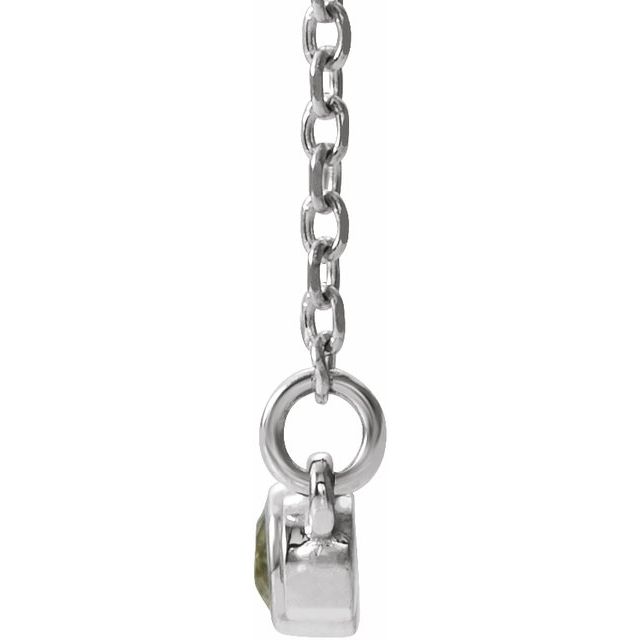 14K White Peridot & .08 CTW Diamond Bezel-Set Bar 16-18" Necklace 2