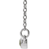 14K White Peridot & .08 CTW Diamond Bezel-Set Bar 16-18" Necklace 2