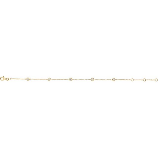 14K Yellow 1/4 CTW Diamond Bezel-Set 5-Station Bracelet 1