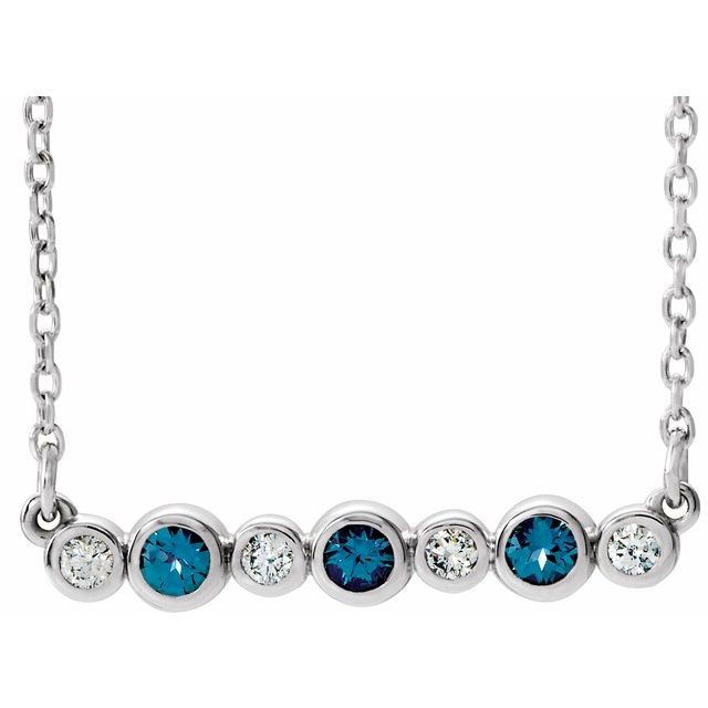 14K White Alexandrite & .08 CTW Diamond Bezel-Set Bar 16-18" Necklace 1