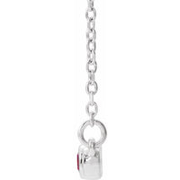 14K White Lab-Created Ruby & .08 CTW Diamond Bezel-Set Bar 16-18" Necklace