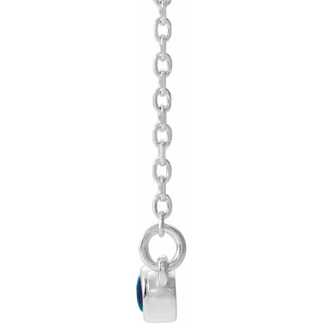 14K White Lab-Created Blue Sapphire & .08 CTW Diamond Bezel-Set Bar 16-18" Necklace