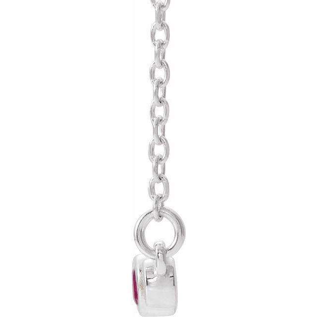 14K White Pink Tourmaline & .08 CTW Diamond Bezel-Set Bar 16-18" Necklace 2