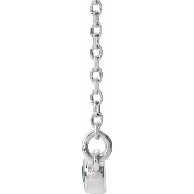 14K White Aquamarine & .08 CTW Diamond Bezel-Set Bar 16-18" Necklace 2