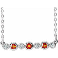14K White Citrine & .08 CTW Diamond Bezel-Set Bar 16-18" Necklace 1