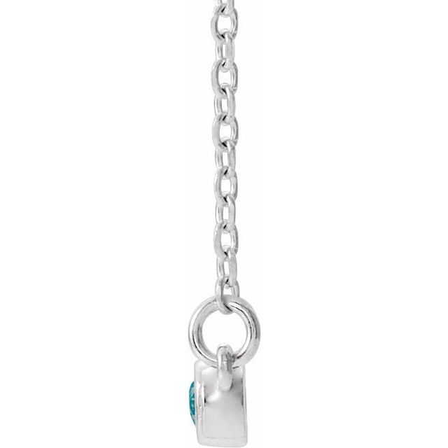 14K White Blue Zircon & .08 CTW Diamond Bezel-Set Bar 16-18" Necklace 2