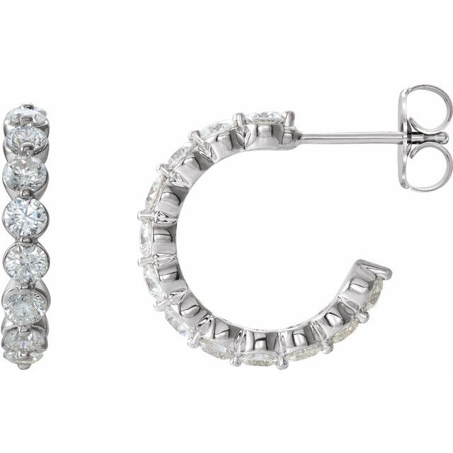 14K White 1 3/8 CTW Diamond Hoop Earrings 1
