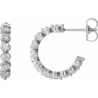 14K White 1 3/8 CTW Diamond Hoop Earrings 1