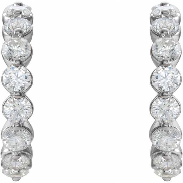 14K White 1 3/8 CTW Diamond Hoop Earrings 2