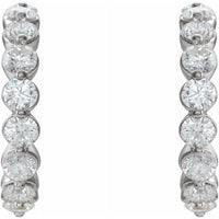 14K White 1 3/8 CTW Diamond Hoop Earrings 2