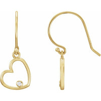 14K Yellow .03 CTW Diamond Heart Earrings 1