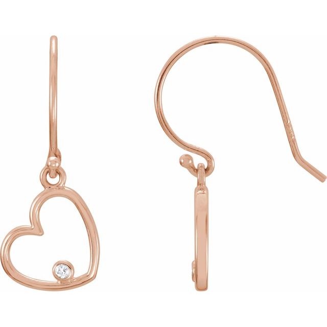 14K Rose .03 CTW Diamond Heart Earrings 1