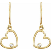 14K Yellow .03 CTW Diamond Heart Earrings 2