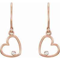 14K Rose .03 CTW Diamond Heart Earrings 2