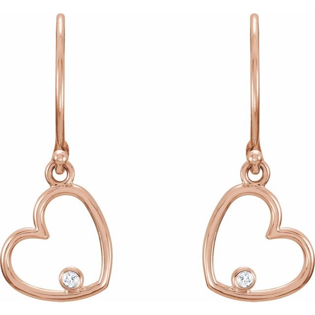 14K Rose .03 CTW Diamond Heart Earrings 2