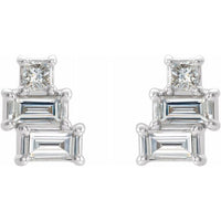 14K White 1/4 CTW Diamond Geometric Cluster Earrings 2
