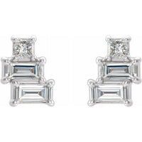 14K White 1/4 CTW Diamond Geometric Cluster Earrings 2