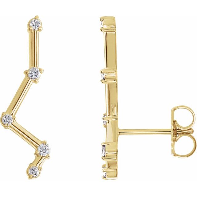 14K Yellow 1/10 CTW Diamond Constellation Earring Climbers 1