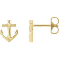 14K Yellow Gold Anchor Earrings