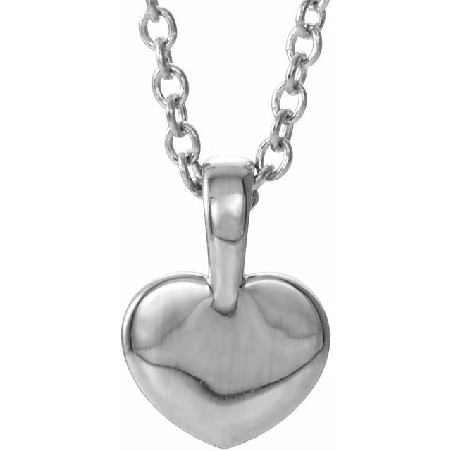 Sterling Silver .01 CT Diamond Youth Heart 16" Necklace 3