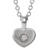 Sterling Silver .01 CT Diamond Youth Heart 16" Necklace 1