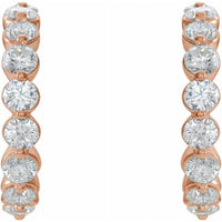 14K Rose 1 3/8 CTW Diamond Hoop Earrings 2