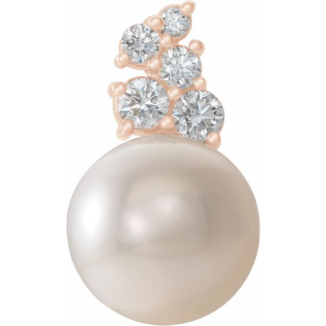 14K Rose Freshwater Cultured Pearl & 1/4 CTW Diamond Pendant 1
