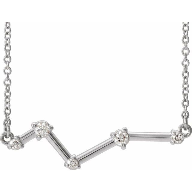 Sterling Silver 1/10 CTW Diamond Constellation Bar 16" Necklace 1