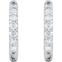14K White 1 1/8 CTW Diamond Inside-Outside Hinged 18.5 mm Hoop Earrings 2