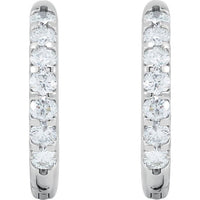 14K White 1 1/8 CTW Diamond Inside-Outside Hinged 18.5 mm Hoop Earrings 2