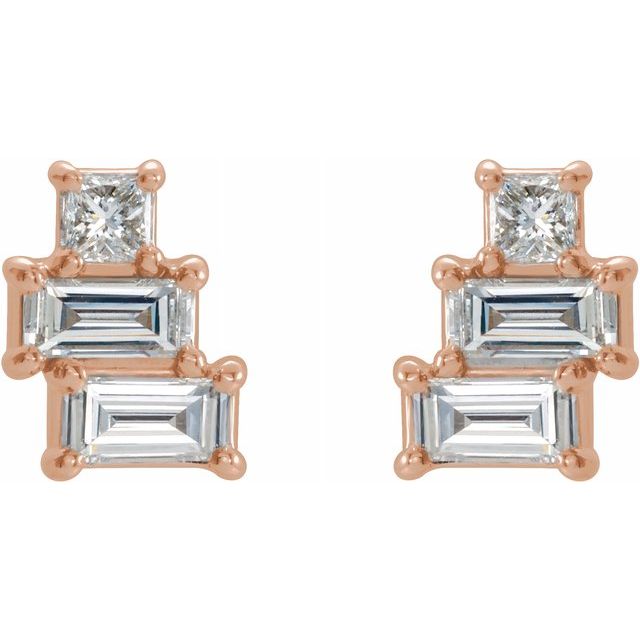 14K Rose 1/4 CTW Diamond Geometric Cluster Earrings 2